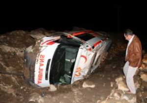 Ambulans şarampole uçtu: 3 yaralı