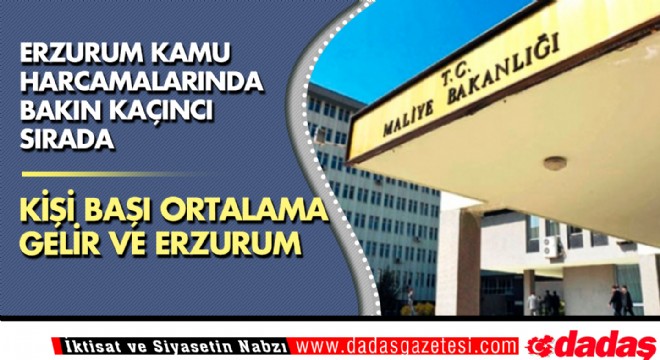 Erzurum kamu harcamalarında bakın kaçıncı sırada