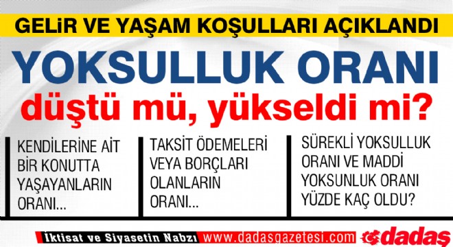 Gelir ve yaşam koşulları 2017 açıklandı