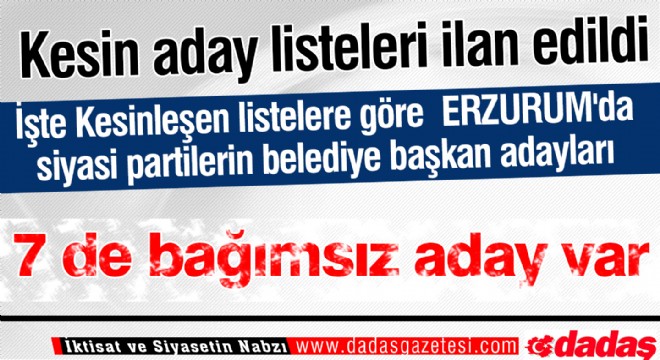 Kesin aday listeleri ilan edildi